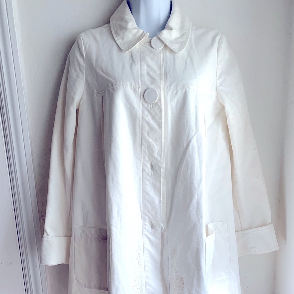 Alexander McQueen Cotton Linen Hand Embroidered Trench Coat 2007 40 EU U…